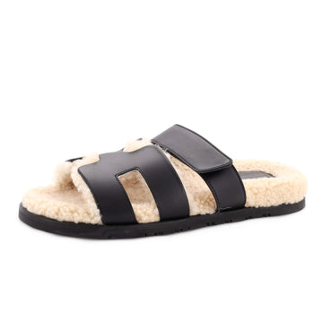 Hermes Women's Chypre Sandals Leather with Shearling