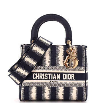 Christian Dior Lady D-Lite Bag Embroidered Canvas Medium