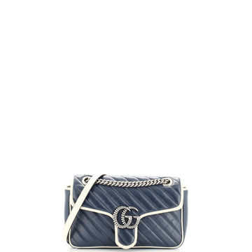 Gucci GG Marmont Flap Bag Diagonal Quilted Leather Small