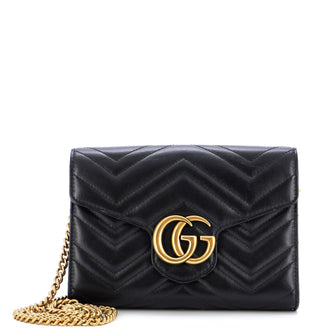 Gucci GG Marmont Chain Wallet Matelasse Leather Mini