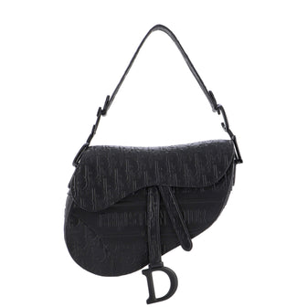 Christian Dior Saddle Handbag Oblique Embossed Calfskin Medium
