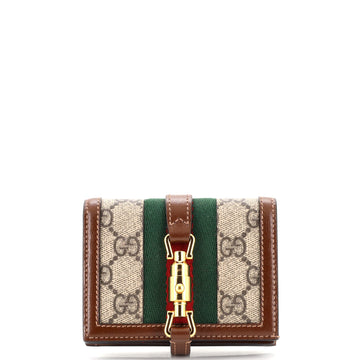 Gucci Jackie 1961 Flap Card Case GG Coated Canvas