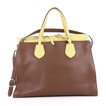 Gucci Ramble Layered Tote Pebbled Leather Large Brown 2736901