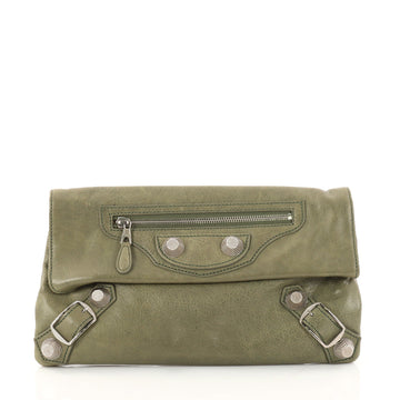 Balenciaga Envelope Clutch Giant Studs Leather Green 3080502