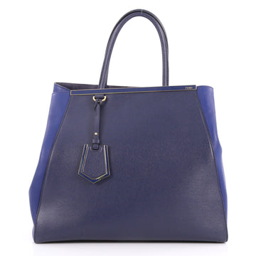 Fendi 2Jours Handbag Leather Large Blue 3174605