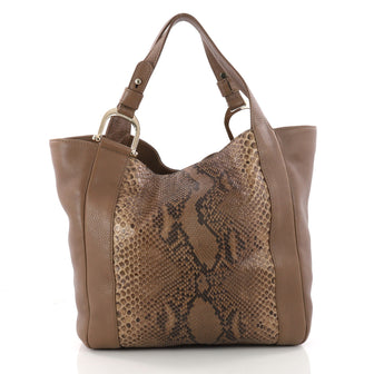 Gucci Greenwich Tote Python and Leather Brown 3302302