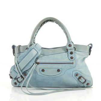 Balenciaga First Classic Studs Handbag Leather Blue 3327603