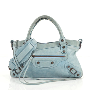 Balenciaga First Classic Studs Handbag Leather Blue 3327603
