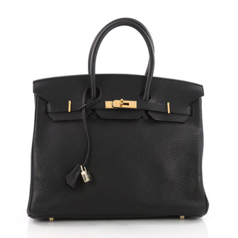 Hermes Birkin Handbag Black Clemence with Gold Hardware 3546401