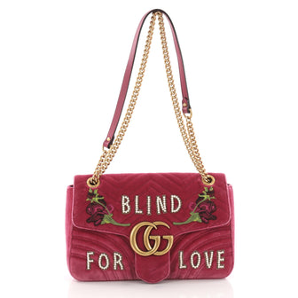 Gucci GG Marmont Flap Bag Embroidered Matelasse Velvet Medium