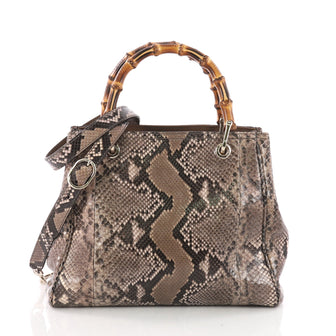 Gucci Bamboo Shopper Tote Python Small Brown 3614302