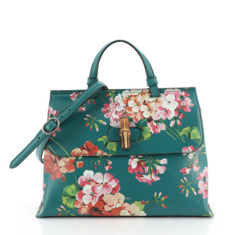 Gucci Bamboo Daily Top Handle Bag Blooms Print Leather Medium