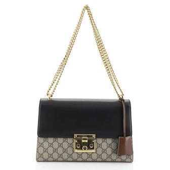 Gucci Padlock Shoulder Bag GG Coated Canvas and Leather Medium