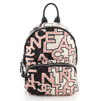 Chanel Logo Backpack Quilted Printed Nylon Medium