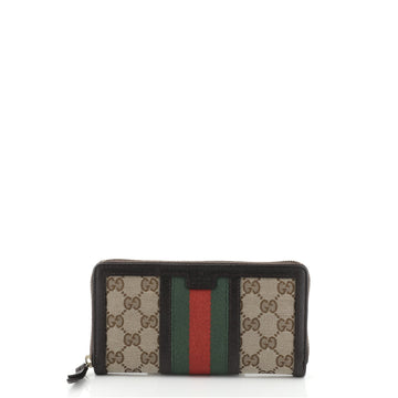 Gucci Web Zip Around Wallet GG Coated Canvas 