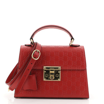 Gucci Padlock Top Handle Bag Guccissima Leather Small