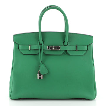 Hermes Birkin Handbag Green Togo with Palladium Hardware 35