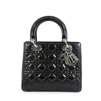 Christian Dior Vintage Lady Dior Bag Cannage Quilt Patent Medium