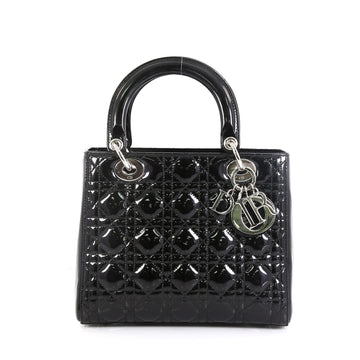 Christian Dior Vintage Lady Dior Bag Cannage Quilt Patent Medium