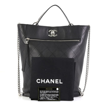 Chanel CC Top Handle Bucket Bag Stitched Calfskin Large