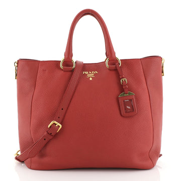 Prada Side Zip Convertible Shopper Tote Vitello Daino Large