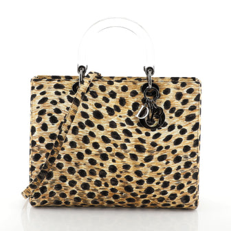 Christian Dior Vintage Lady Dior Bag Printed Canvas Large