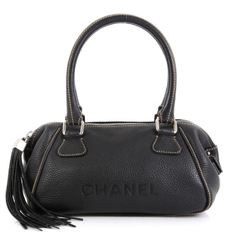 Chanel Lax Tassel Bag Pebbled Leather Medium