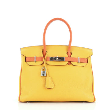 Hermes Birkin Handbag Bicolor Togo with Palladium Hardware 30
