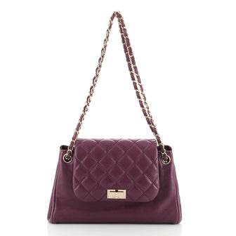 Chanel Mademoiselle Lock Accordion Flap Bag Quilted Lambskin Medium