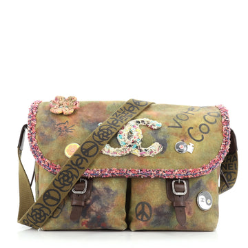 Chanel On The Pavements Graffiti Messenger Bag Canvas Large