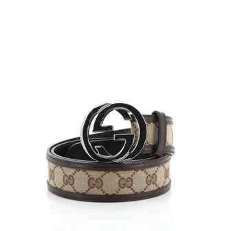Gucci Interlocking G Belt GG Canvas with Leather Wide
