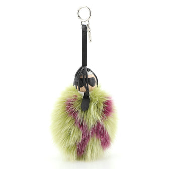 Fendi Super Karlito Pom Pom Bag Charm Fur with Leather