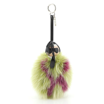 Fendi Super Karlito Pom Pom Bag Charm Fur with Leather