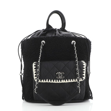 Chanel Coco Neige Shopping Tote Shearling with Quilted Nylon and Calfskin Large