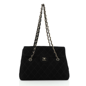 Chanel Vintage CC Lock Flap Shoulder Bag Quilted Suede Medium