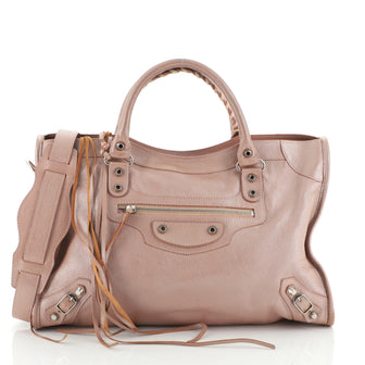 Balenciaga City Classic Studs Bag Metallic Leather Medium