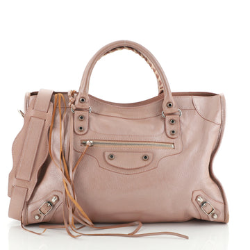 Balenciaga City Classic Studs Bag Metallic Leather Medium