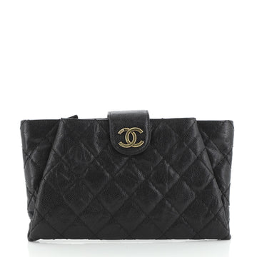 Chanel Coco Pleats Clutch Quilted Glazed Caviar