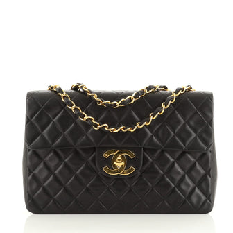 Chanel Vintage Classic Single Flap Bag Quilted Lambskin Maxi
