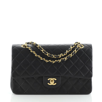 Chanel Vintage Classic Double Flap Bag Quilted Lambskin Medium