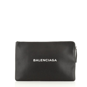 Balenciaga Everyday Logo Pouch Printed Leather Large