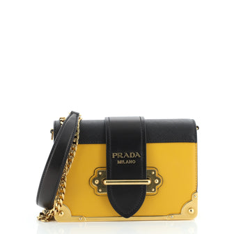 Prada Cahier Chain Crossbody Bag City Calf and Saffiano Small