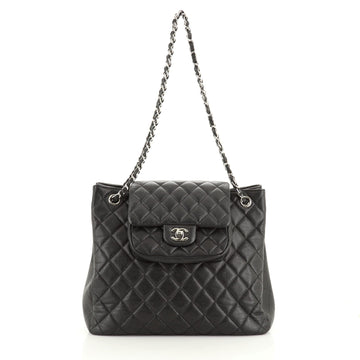 Chanel Classic Flap Shopping Tote Quilted Caviar Medium
