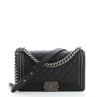 Chanel Boy Flap Bag Quilted Caviar Old Medium