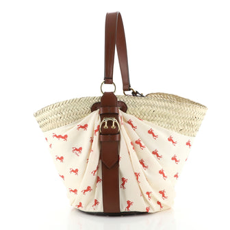 Chloe Panier Bucket Bag Straw and Printed Polyester Medium
