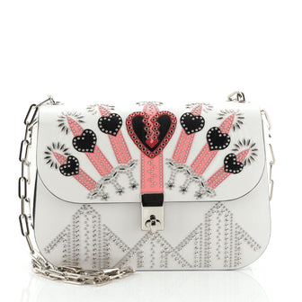 Valentino Love Blade Shoulder Bag Embroidered Leather Small