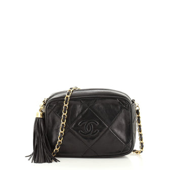 Chanel Vintage Diamond CC Camera Bag Quilted Leather Small