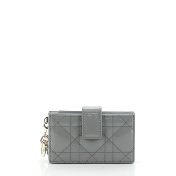 Christian Dior Lady Dior Card Case Stitched Cannage Patent