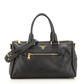 Prada Front Zip Convertible Satchel Vitello Daino Medium
