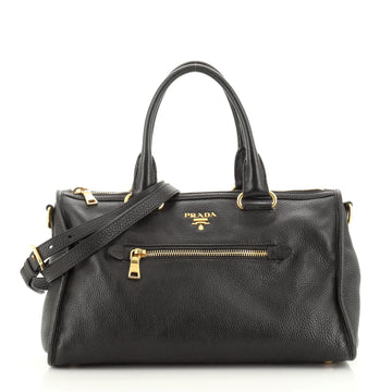 Prada Front Zip Convertible Satchel Vitello Daino Medium